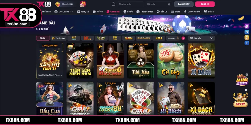 Tổng hợp các sản phẩm cá độ nổi tiếng tại sòng bạc TX88